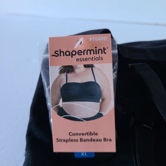 SHAPERMINT ESSENTIALS CONVERTIBLE STRAPLESS BANDEAU BRA - BLACK- SIZE XL/TG - Picture 5 of 13